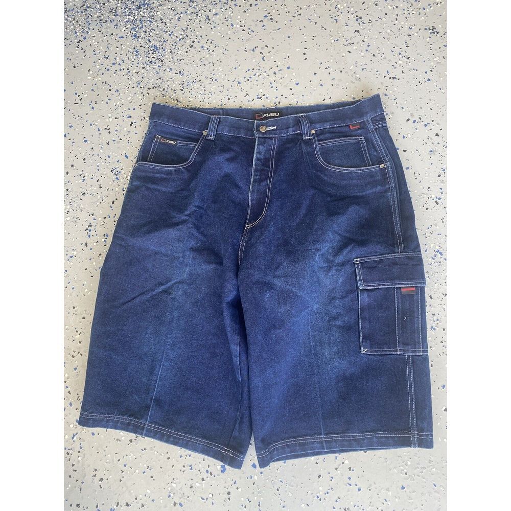 Vintage Fubu Jean‎ Shorts The Collection Baggy Wide Leg Hip-Hop Men's Size 42